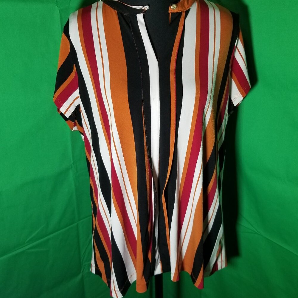 Liz Claiborne Womens Size Large Blouse Top‎ Striped Retro Office Preppy